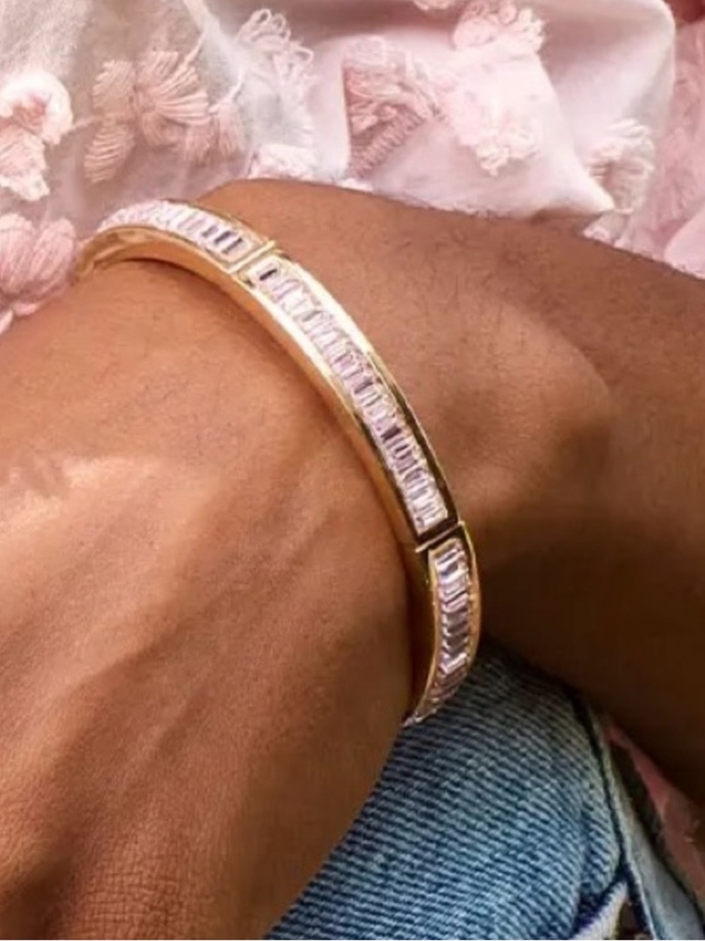 Park Lane Lush Bracelet with blush Pink baguette crystals NWT